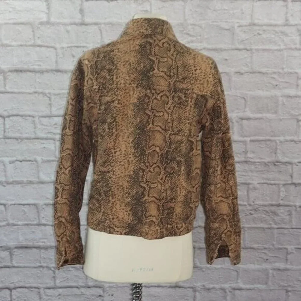 Free People Snakeskin Print Denim Trucker Jacket XS - Picture 4 of 10